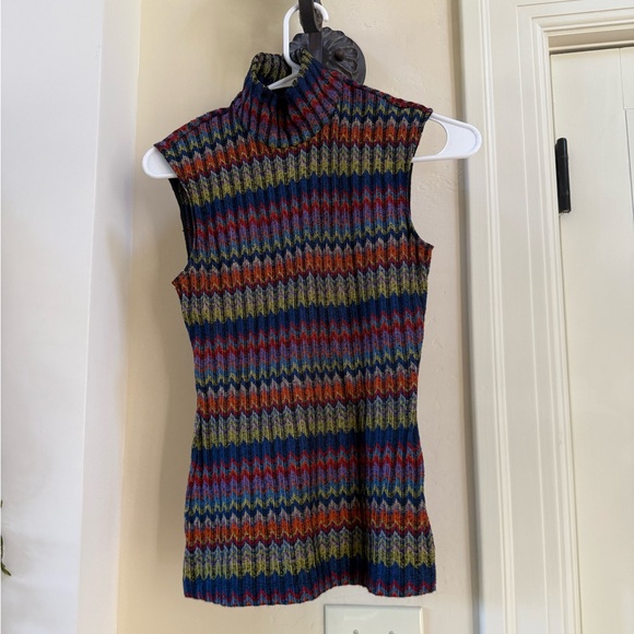 NWOT RAMY BROOK Madison Womens Chevron Mock Neck Tank Top Sweater Size S/P - Picture 3 of 7